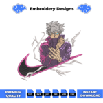 Gojo Swoosh Anime Embroidery Design