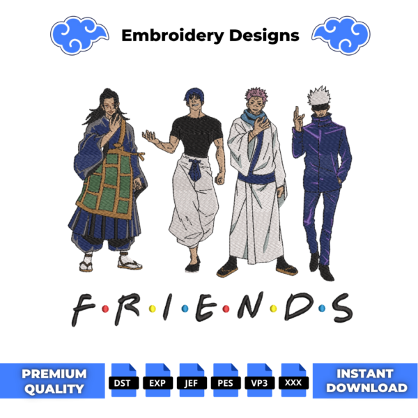 Jujutsu Kaisen Friends Embroidery Design
