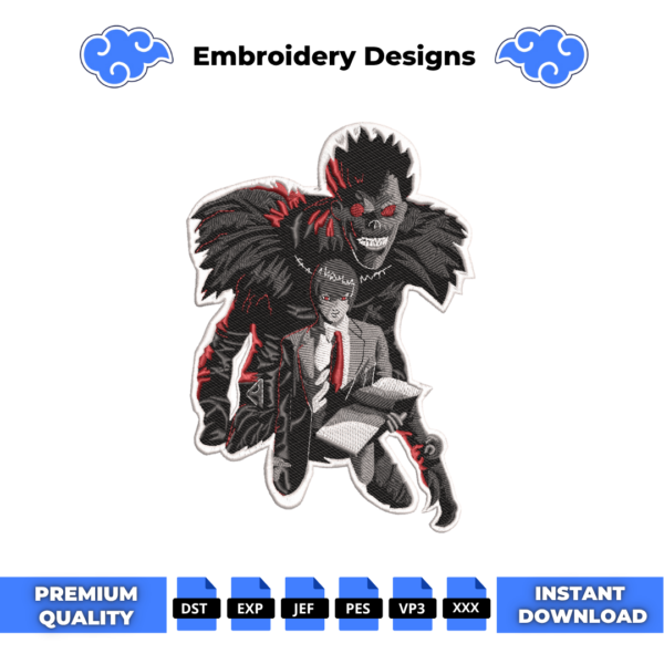 Light and Ryuk Death Note Embroidery Design