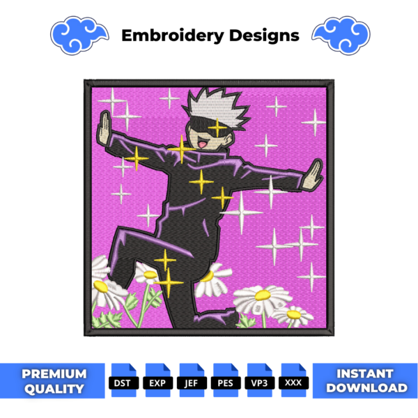 Pink Gojo Boxed Embroidery Design