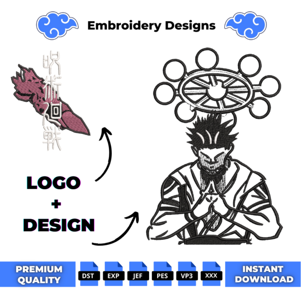 Ryomen Sukuna and Logo Embroidery Design