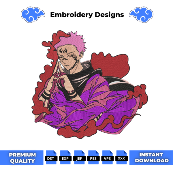 Ryomen Sukuna Anime Embroidery Design