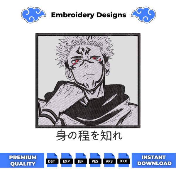 Ryomen Sukuna BW Embroidery Design