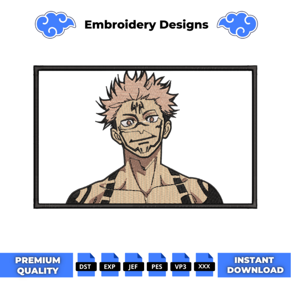 Sukuna Anime Embroidery Design