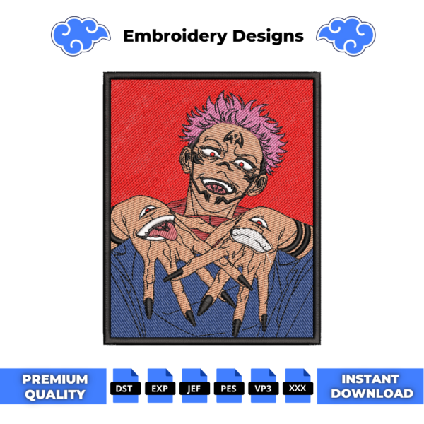 Sukuna Boxed Anime Embroidery Design