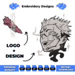 Sukuna Face and Logo Embroidery Design