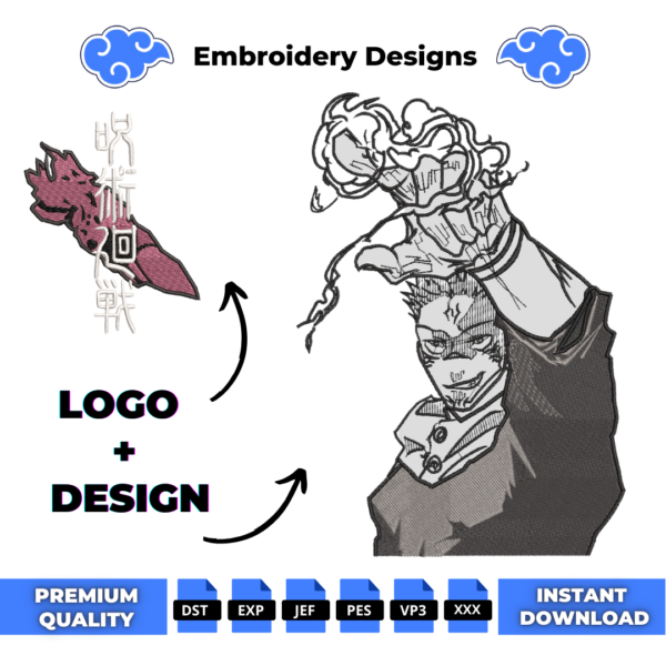 Sukuna Ryomen and Logo Embroidery Design