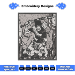 Toji BW Embroidery Design