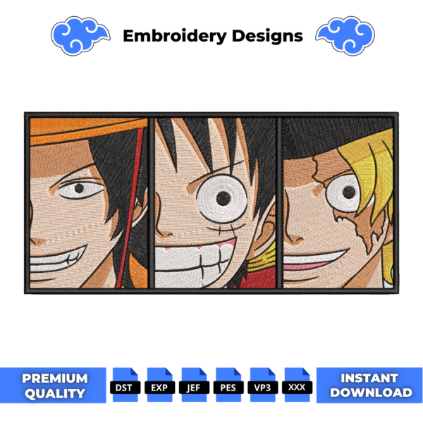 Ace Luffy and Sabo Embroidery Design