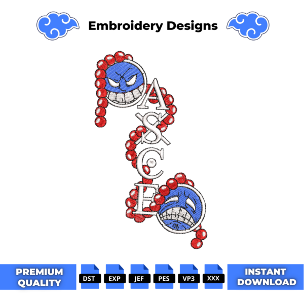 Ace Portgas Logo Embroidery Design