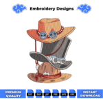 Ace Sabo and Luffy Hats Embroidery Design