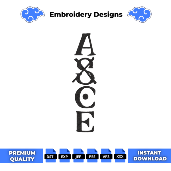 Ace Tatoo Logo One Piece Embroidery Design