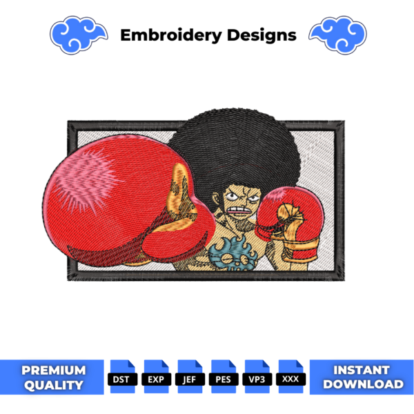Afro Luffy Embroidery Design