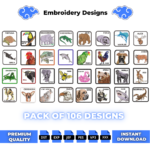 Bundle 106 Animals Cap Embroidery Design