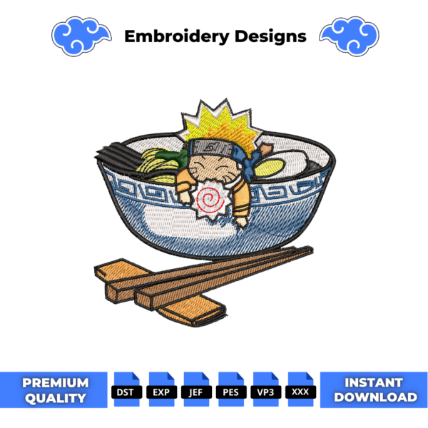 Chibi Naruto Ramen Embroidery Design