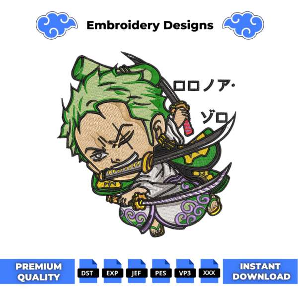 Chibi Zoro Embroidery Design