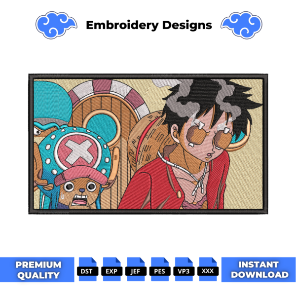 Chopper and Luffy Boxed Embroidery Design