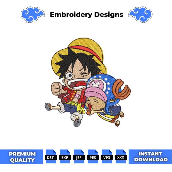 Chopper and Luffy Embroidery Design