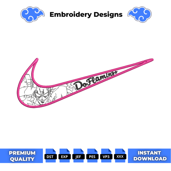 Doflamingo Minimalist Swoosh Embroidery Design