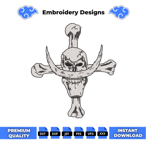 Edward Newgate WhiteBeard Logo Embroidery Design
