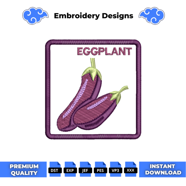 Eggplant Cap Embroidery Design