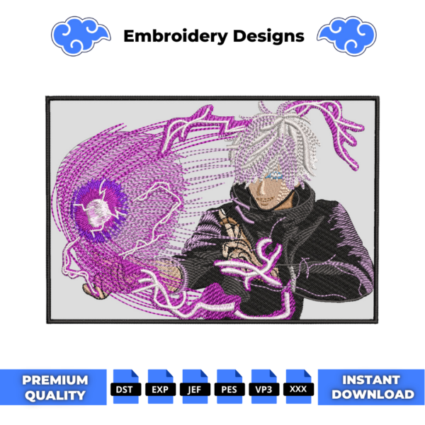 Gojo Satoru Boxed 4 Embroidery Design