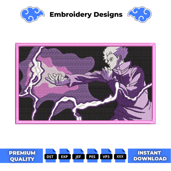 Gojo Satoru Purple Power Embroidery Design