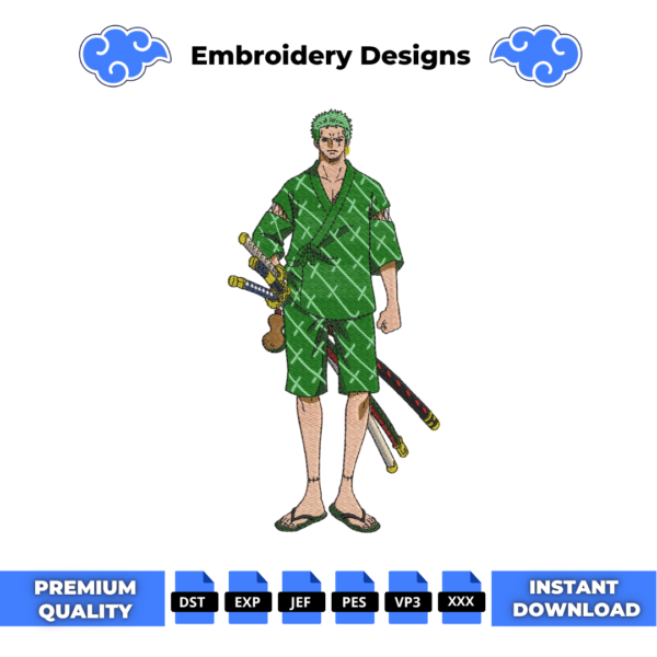 Green Zoro Embroidery Design