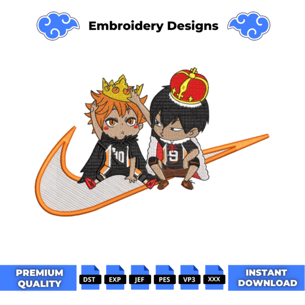 Hinata and Tobio Embroidery Design