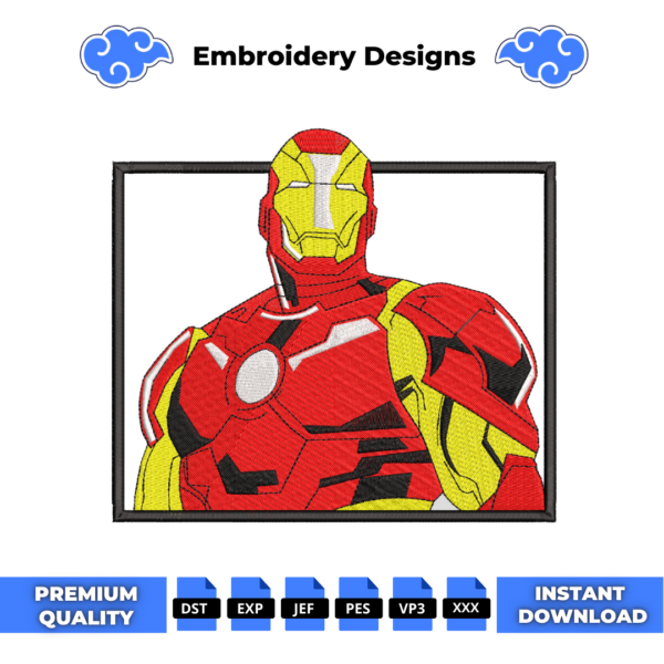 IronMan Boxed Embroidery Design