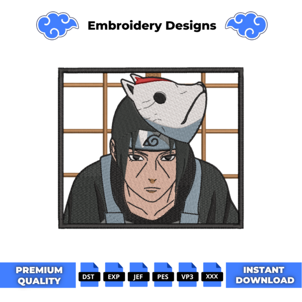 Itachi with Mask Embroidery Design