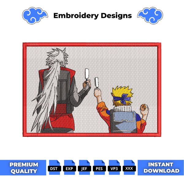 Jiraiya and Naruto Embroidery Design