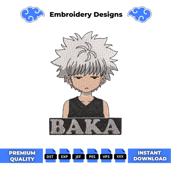 Killua Baka Embroidery Design