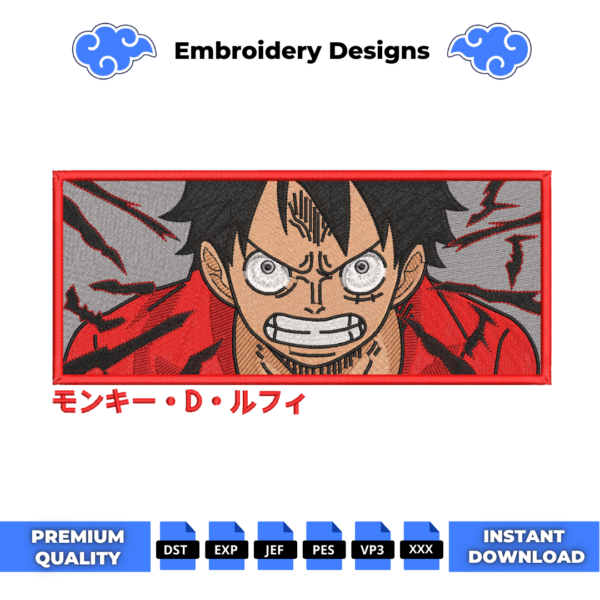 Luffy Boxed Embroidery Design