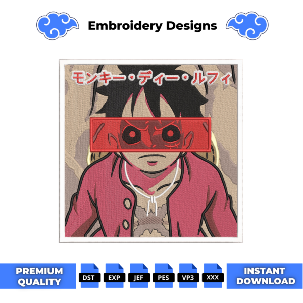 Luffy Boxed One Piece Embroidery Design