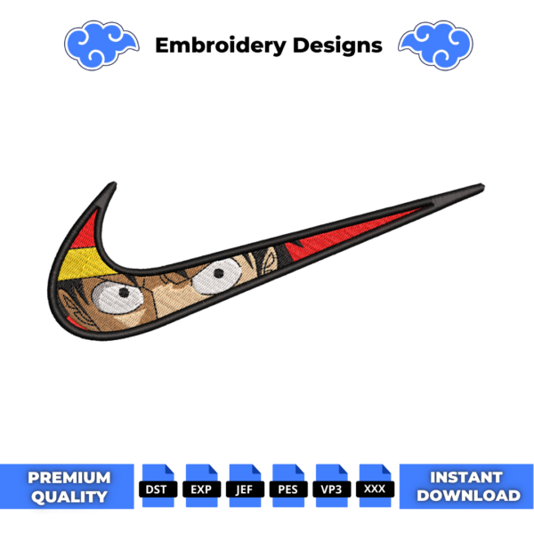 Luffy Eyes Swoosh Embroidery Design