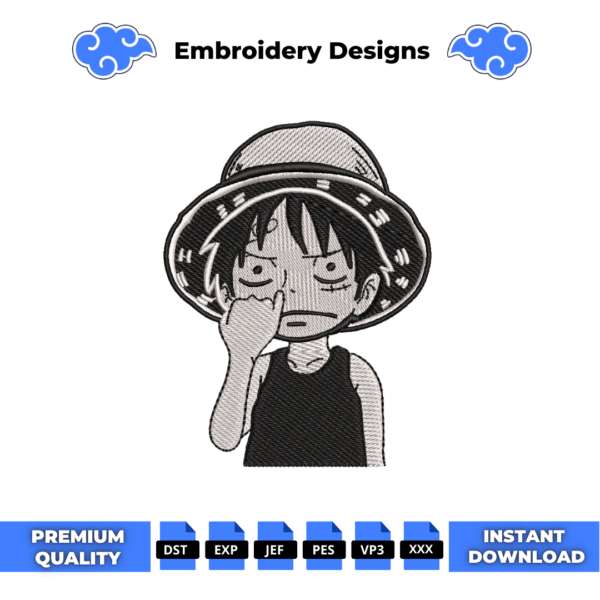 Luffy Finger in Nose Embroidery Design
