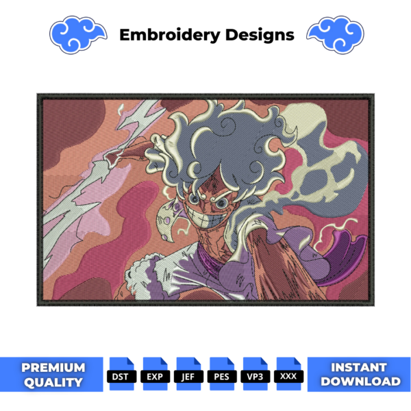 Luffy G5 Lightning Bolt Embroidery Design