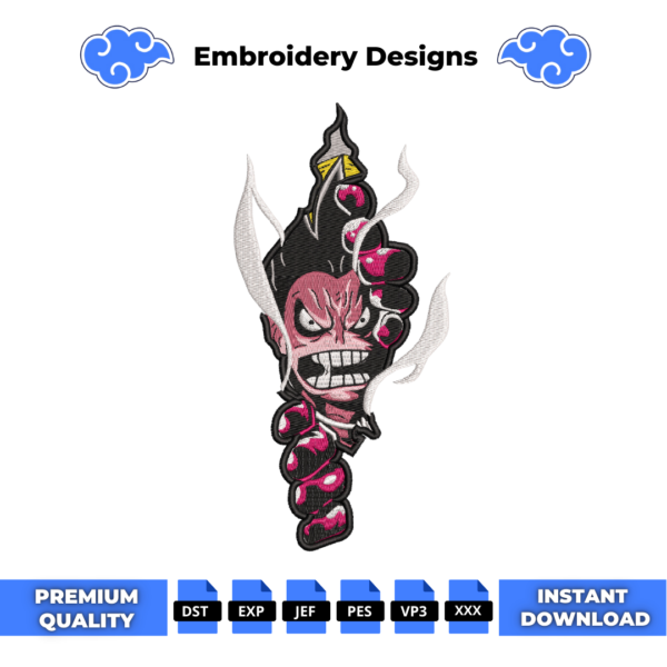 Luffy Gear 4 Snakeman Embroidery Design