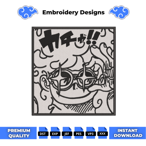 Luffy Gear 5 Goggles Embroidery Design
