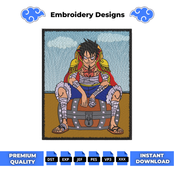 Luffy King of the Pirates Boxed Embroidery Design