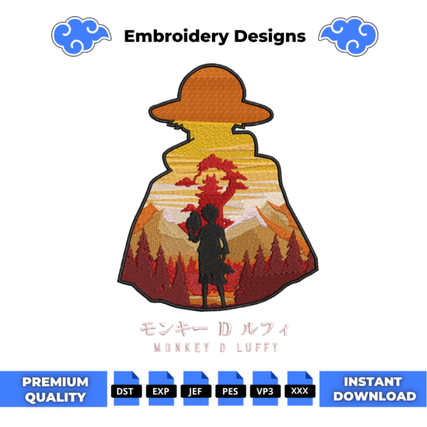 Luffy Silhouette Embroidery Design