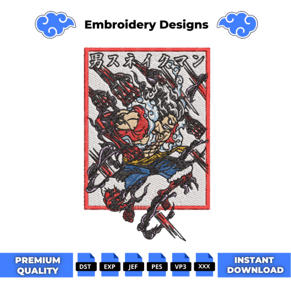 Luffy Snakeman Boxed Embroidery Design