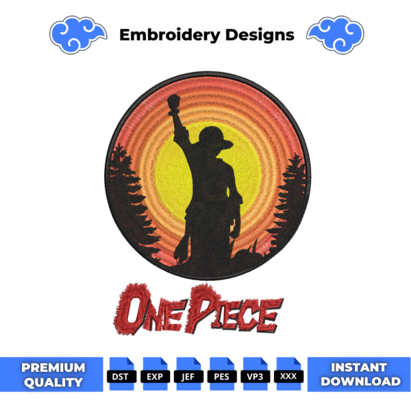 Luffy Sun Embroidery Design