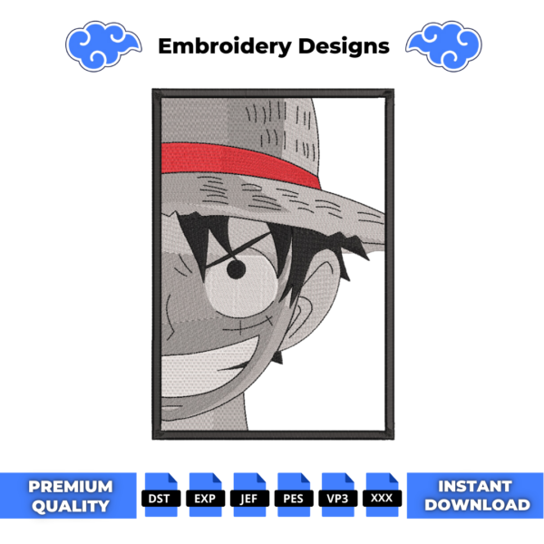 Luffy Vertical Embroidery Design