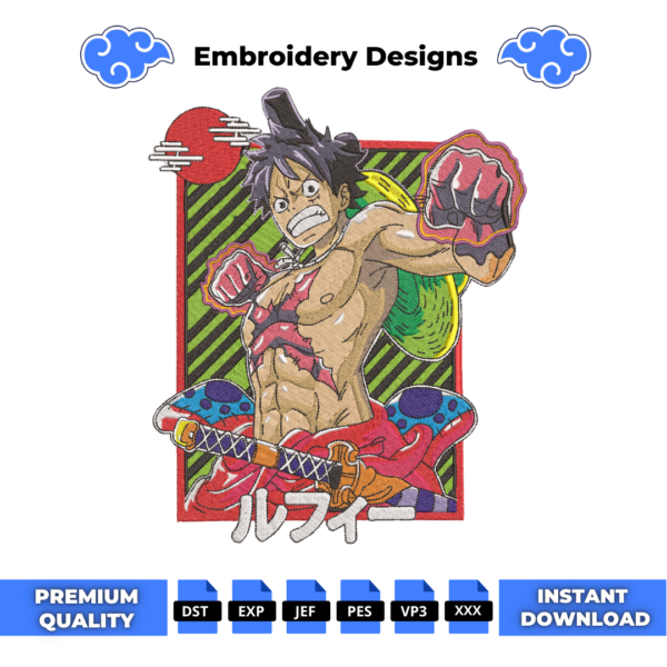 Luffy Wano Embroidery Design