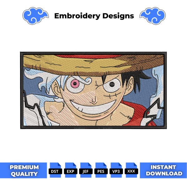 Luffy X Luffy Gear 5 One Piece Embroidery Design