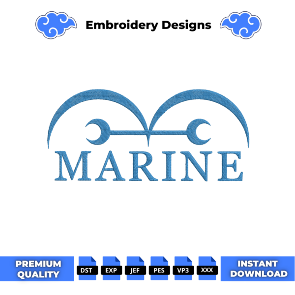 Marine Logo One Piece Embroidery Design