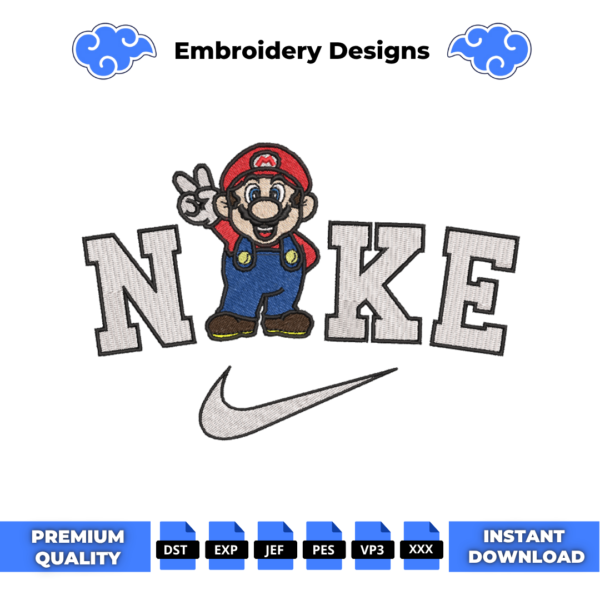 Mario Swoosh Embroidery Design