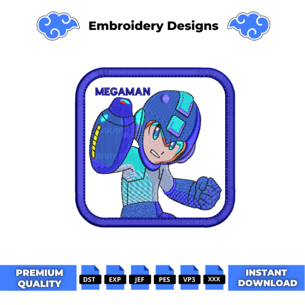 Mega Man Cap Embroidery Design